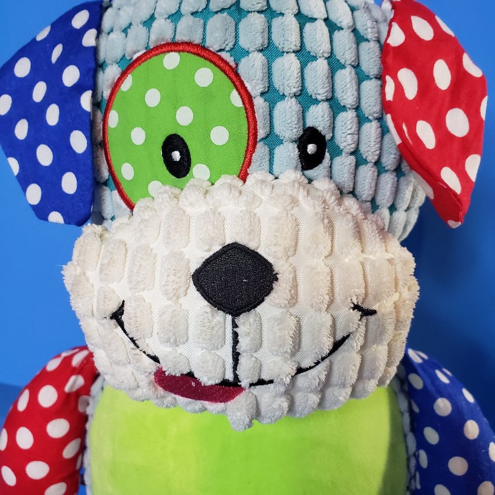 Cubbies Blue Polka Dot Barkley Bone Sensory Dog Plush Stuffed Animal